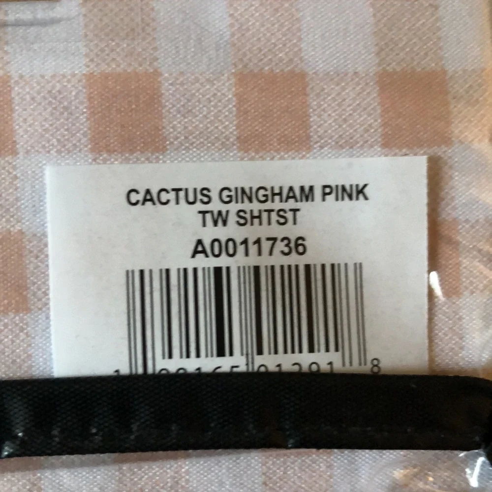 Wrangler Pink Gingham TWIN Sheet Set with Green Cactus Accents
